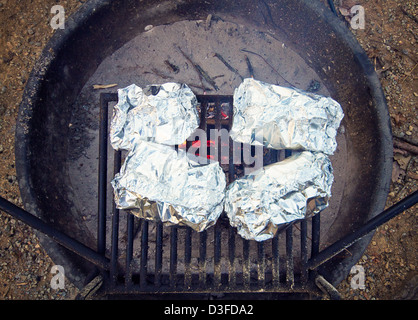 Camp Fire In A Fire Pit Stock Photo 167807848 Alamy