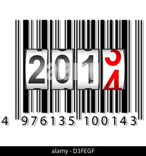 2014 New Year counter, barcode, vector. Stock Photo