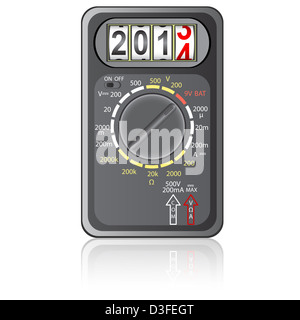 2014 New Year Multimeter on a white background, vector. Stock Photo