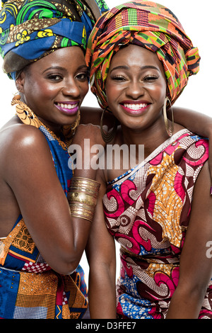 Two young beautiful African fashion models. Stock Photo
