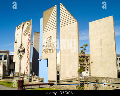 View of art panels along Dee Street, Invercargill, New Zealand Stock Photo