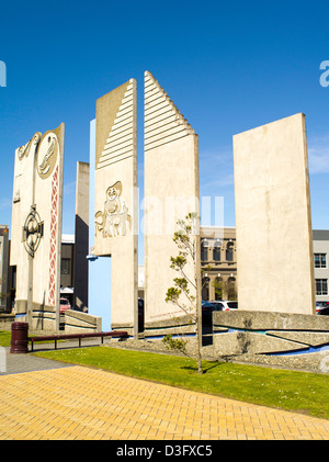 View of art panels along Dee Street, Invercargill, New Zealand Stock Photo