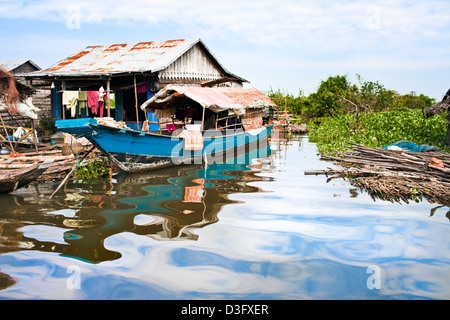 Typical houses in the floating village of Siem Reap, Cambodia Stock Photo