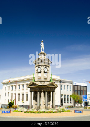 View of the Trooper's Memorial, also known as the South African War Memorial, at the corner of Dee and Tay Streets, Invercargill Stock Photo