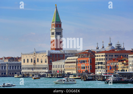 The Venice waterfront and St. Mark's Campanile bell tower in Venice, Italy Stock Photo