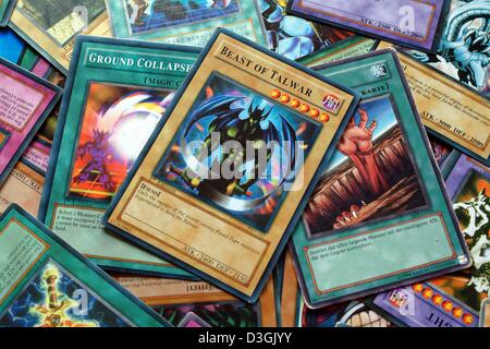 pile of yugioh cards A pile of Yu Gi Oh cards, Italy Stock Photo