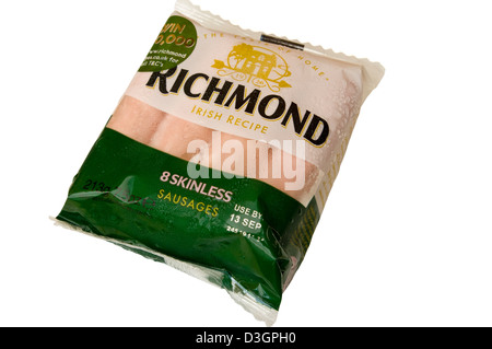 Packet Of 8 Richmond Irish Recipe Skinless Sausages Stock Photo