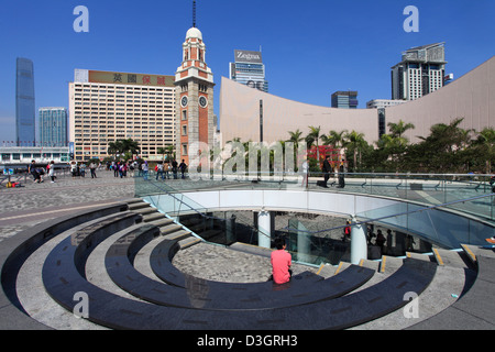 China, Hong Kong, Kowloon, Tsim Sha Tsui, Clock Tower, Cultural Centre, Stock Photo