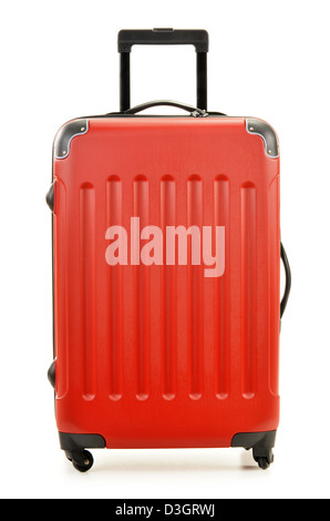 Large polycarbonate suitcase isolated on white Stock Photo