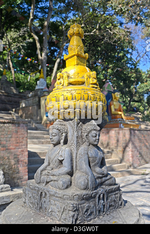 buddha statue Swayambhunath temple Kathmandu Nepal Stock Photo