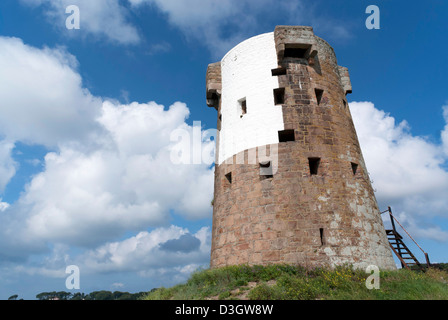 Le Hocq Tower, one of Jersey's Round Towers, at St Clement's Bay. Stock Photo