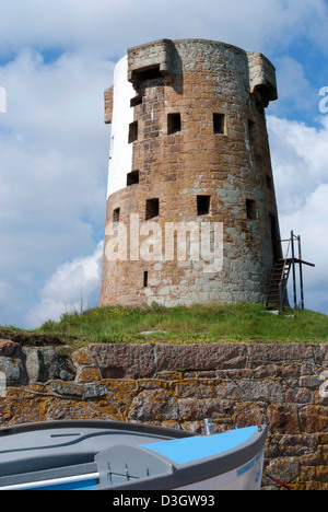 Le Hocq Tower, one of Jersey's Round Towers, at St Clement's Bay. Stock Photo