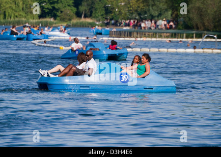 Boating on the Serpentine in Hyde Park London Stock Photo