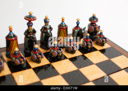 Chess set made in Tajikistan Stock Photo