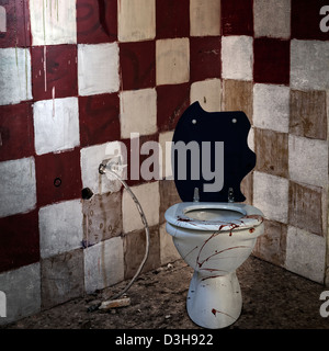 a bloody water-closet in an old, abandoned bathroom Stock Photo