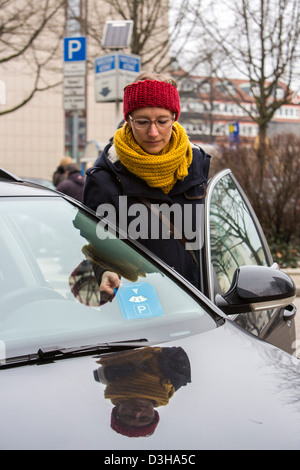 Public parking lot, parking space. Can be used after buying a parking ticket. Stock Photo