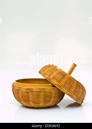 A ratten wicker basket traditional handmade from Thailand Stock Photo