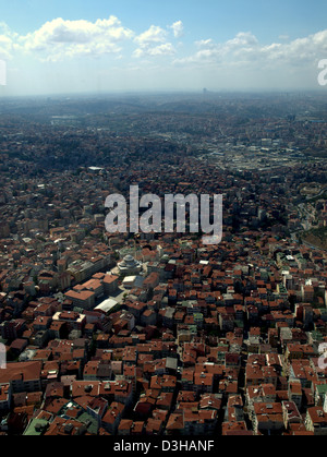 Panoramic bird's eye view of Istanbul from atop Sapphire Tower, Turkey's tallest building. Stock Photo
