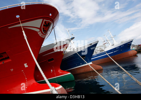 Large fishing boats moored in Fraserburgh Harbour on the North East coast of Scotland Stock Photo