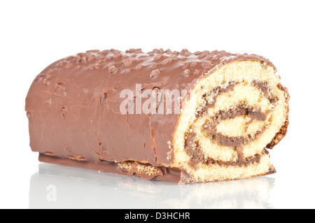 Sweet roll cake over a white background Stock Photo