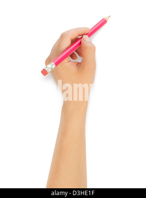 human hands with pencil writting something Stock Photo