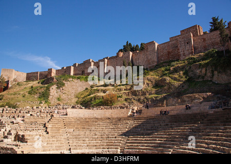 Roman Theater and Alcazaba Malaga Andalusia Spain Stock Photo