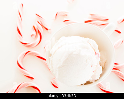 Gourmet peppermint gelato on white background. Stock Photo