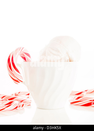 Gourmet peppermint gelato on white background. Stock Photo