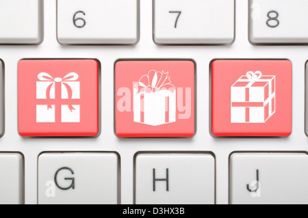 Gift symbol on keyboard Stock Photo