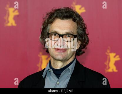 (dpa) - German film director Wim Wenders smiles during the 54th Berlinale International Film Festival in Berlin, 12 February 2004. Wenders presented his new film 'Lightning in a Bottle'. Stock Photo