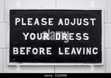 Please Adjust Sign Vintage sign in gents toilet: Please adjust your dress before leaving ...