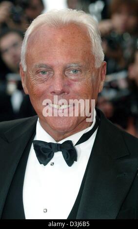 (dpa) - Italian fashion designer Giorgio Armani, pictured during the 57th Film Festival in Cannes, France, 22 May 2004. Stock Photo