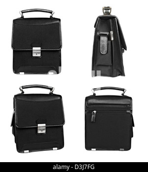 Black business bags set isolated on a white background Stock Photo