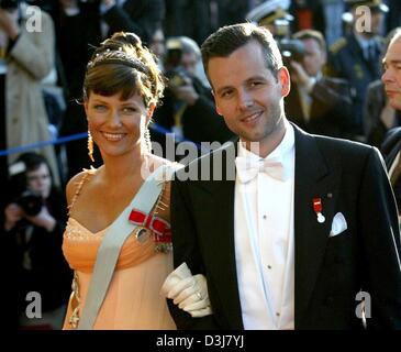 (dpa) - On the eve of the wedding of Crown Prince Frederik of Denmark and Mary Donaldson, Princess Maertha Louise of Norway and her husband Ari Behn arrive for a gala at the Royal Theatre in Copenhagen, Denmark, 13 May 2004. Stock Photo