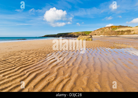 Porth Oer beach where the sand whistles due to the unique shape of the grains Lleyn Llyn peninsula Gwynedd North Wales GB UK Stock Photo