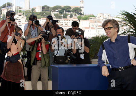 (dpa) - German film director Wim Wenders pictured during a photo call for his new film 'Don't come knocking' at the 58th Film Festival in Cannes, France, Thursday 19 May 2005. Wenders' film runs in the competition at this year's film festival. Stock Photo