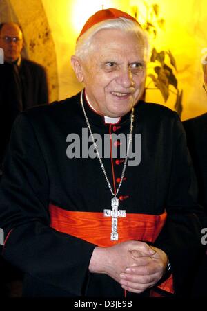 (dpa files) - German cardinal Joseph Ratzinger pictured in Regensburg, Germany, 15 January 2004. Ratzinger was elected new Pope on Tuesday, 19 April 2005, naming himself Benedict XVI. Stock Photo