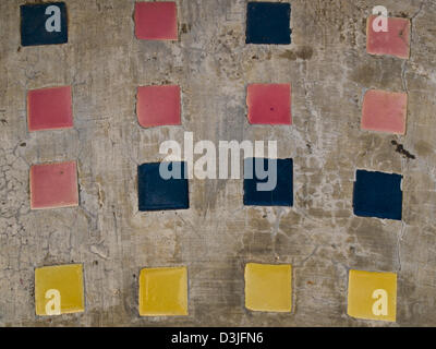 colorful ceramic tiles on polished cement as background