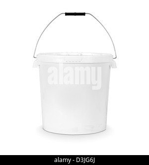 white plastic bucket isolated on white Stock Photo