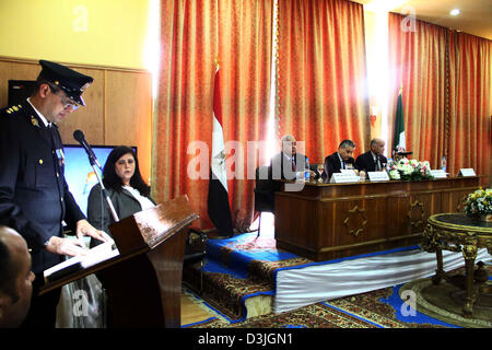 Feb. 19, 2013 - Cairo, Cairo, Egypt - Egyptians attend a press conference to discuss the grant Italian to protect the Egyptian city, on Feb. 20, 2013  (Credit Image: © Tarek Al-Gabas/APA Images/ZUMAPRESS.com) Stock Photo