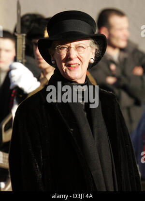 (dpa) - Queen Margrethe II of Denmark attends the memorial service for Grand Duchess Josephine-Charlotte of Luxembourg in Luxembourg, 15 January 2005. The Grand Duchess died of lung cancer at the age of 77 on 10 January 2005. Stock Photo