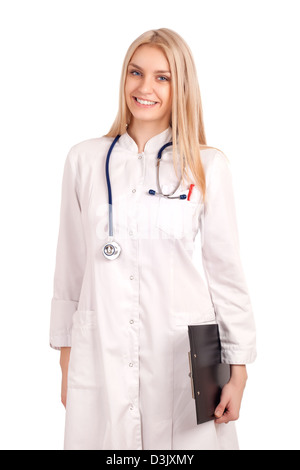Young doctor holding clipboard Stock Photo