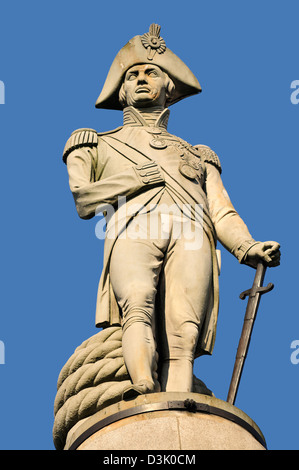 London, England, UK. Nelson's Column (1843) in Trafalgar Square. Statue of Lord Horatio Nelson (E. H. Baily) Stock Photo