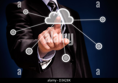 futuristic display: Cloud computing touchscreen interface Stock Photo
