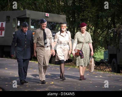 Reenactors portraying 1940's civilians on a 