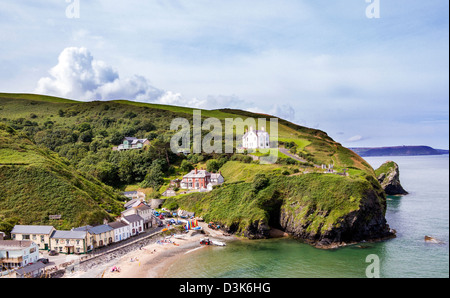 Coastal village and beach seaside resort in Ceredigion (Cardigan) West Wales,seven miles south of New Quay. Stock Photo