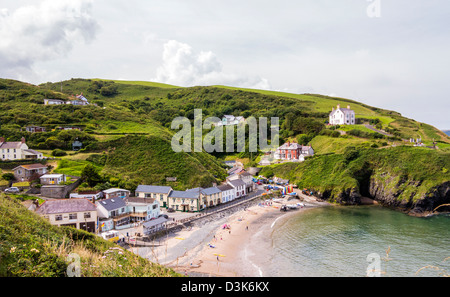 Coastal village and beach seaside resort in Ceredigion (Cardigan) West Wales,seven miles south of New Quay. Stock Photo