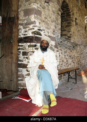 Orthodox monk, Debre Birhan Selassie Church, Gondar, Ethiopia, Africa Stock Photo