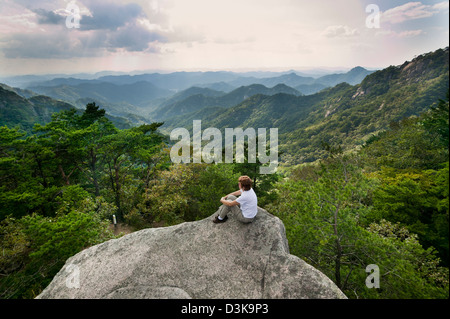 Republic of Korea, Chungcheongbuk-Do, Songnisan National Park, mountain panorama Stock Photo