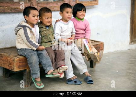 Kids in Trongsa, Bhutan, Asia Stock Photo